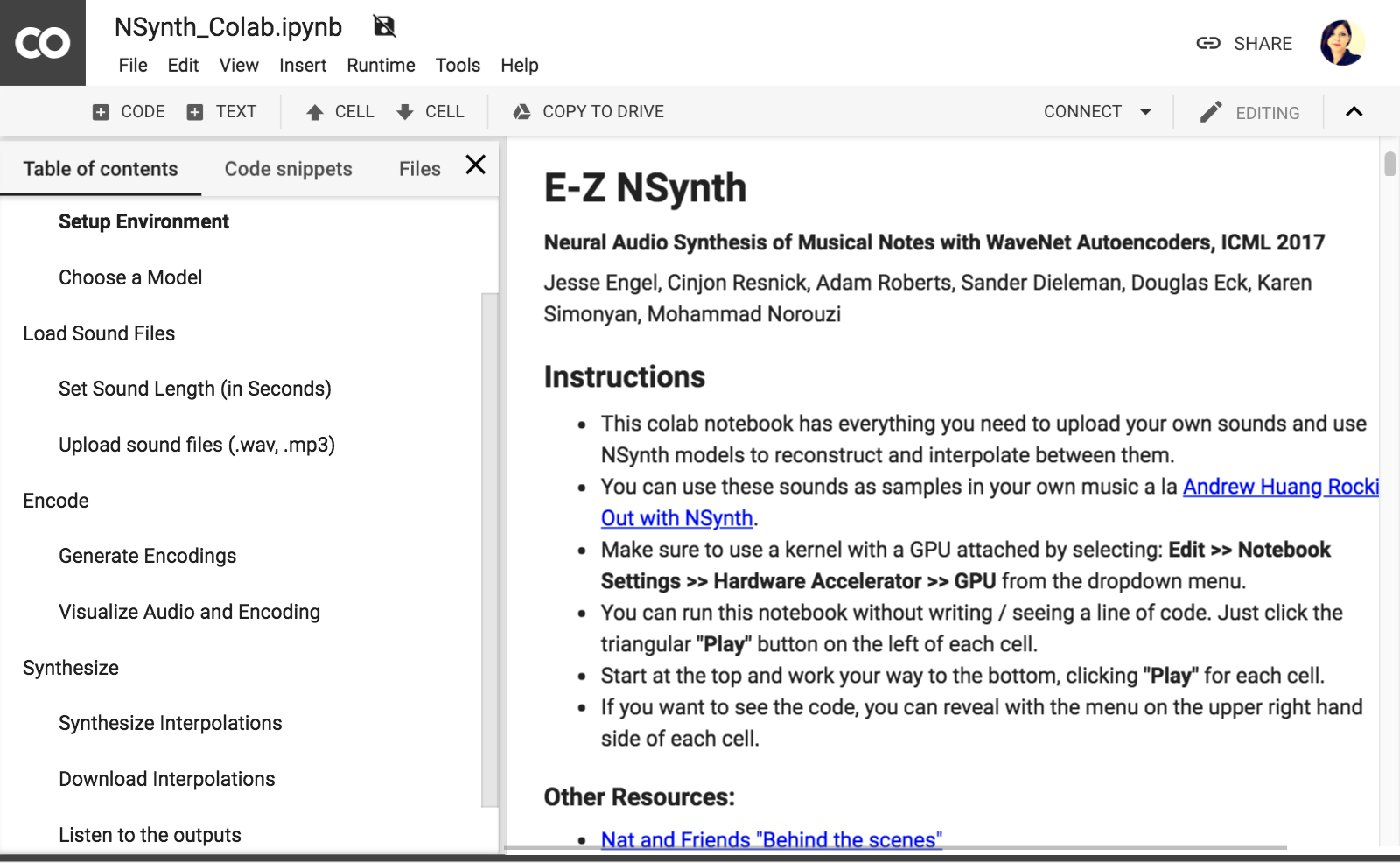 overview of E-Z NSynth